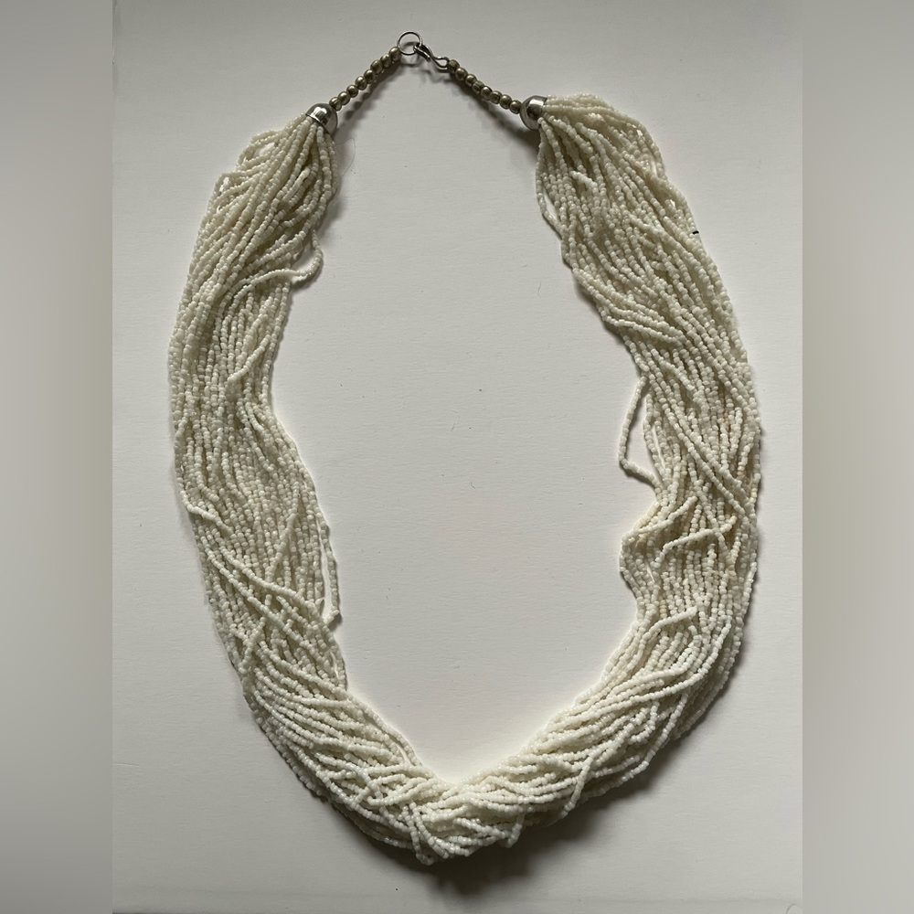 Vintage White Multi-Strand Beaded Necklace
